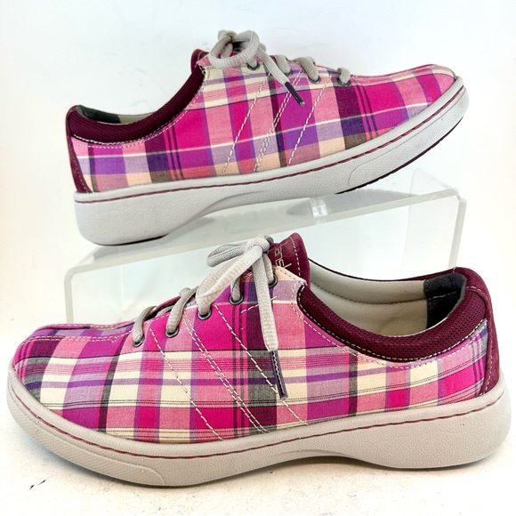 Dansko Pink Purple Plaid Madras Brandi Lace Up Sneakers, size 37 6.5 7 - Picture 5 of 11